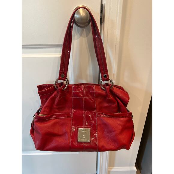 Tignanello red leather shoulder bag purse - Picture 1 of 7